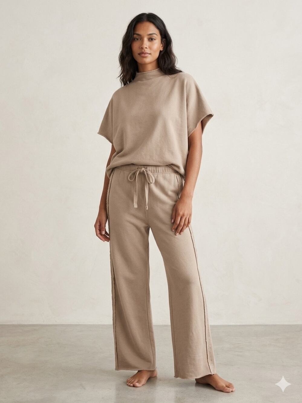 Frank & Eileen Travel Set Audrey Capelet/Bella Full Sweatpant M Biscotti cotton